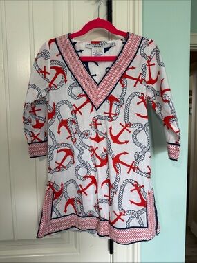 Gretchen Scott Designs Red & Navy Anchor Tunic